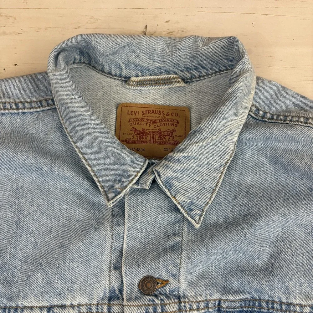 Levi's Denim Bomber Jacket Vintage Mens 2XL Blue Made In USA 70507-4834